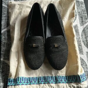 Tory Burch Chandra Sparkle Smoking Slipper Black